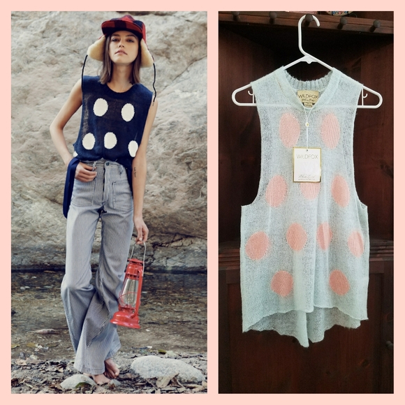 Wildfox Couture Polka Dot Knit Muscle Tunic Tank - Picture 3 of 5